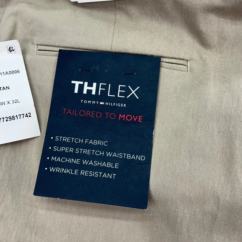 Tommy Hilfiger TH Flex Tan Pants Mens 40x32 Straight Fit Stretch NEW‎